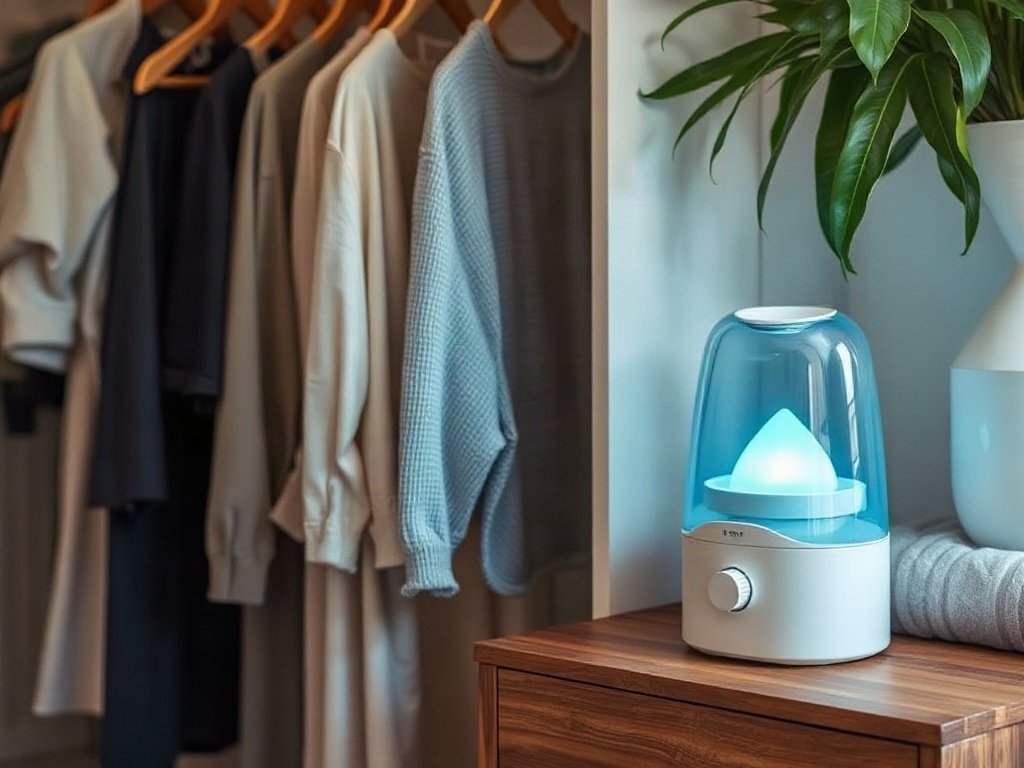 Máy tạo độ ẩm gần tủ quần áo