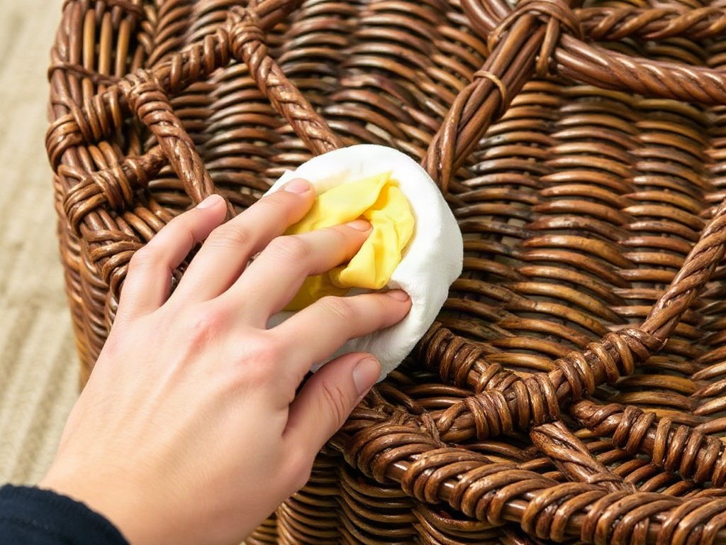 Người đánh bóng bàn mây bằng sáp tự nhiên.