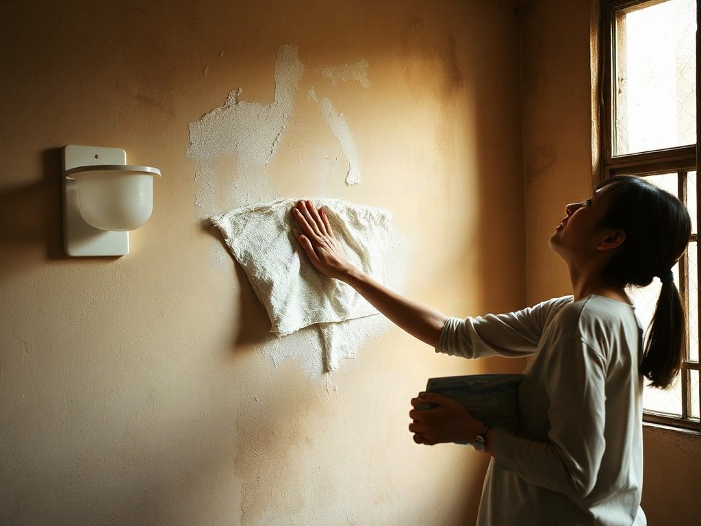 Người lau tường khô ráo trong căn phòng Việt