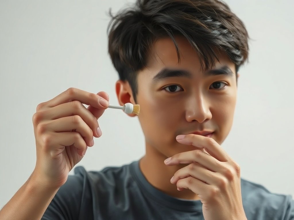 Người Việt cẩn thận vệ sinh đầu tai nghe bằng bàn chải mềm