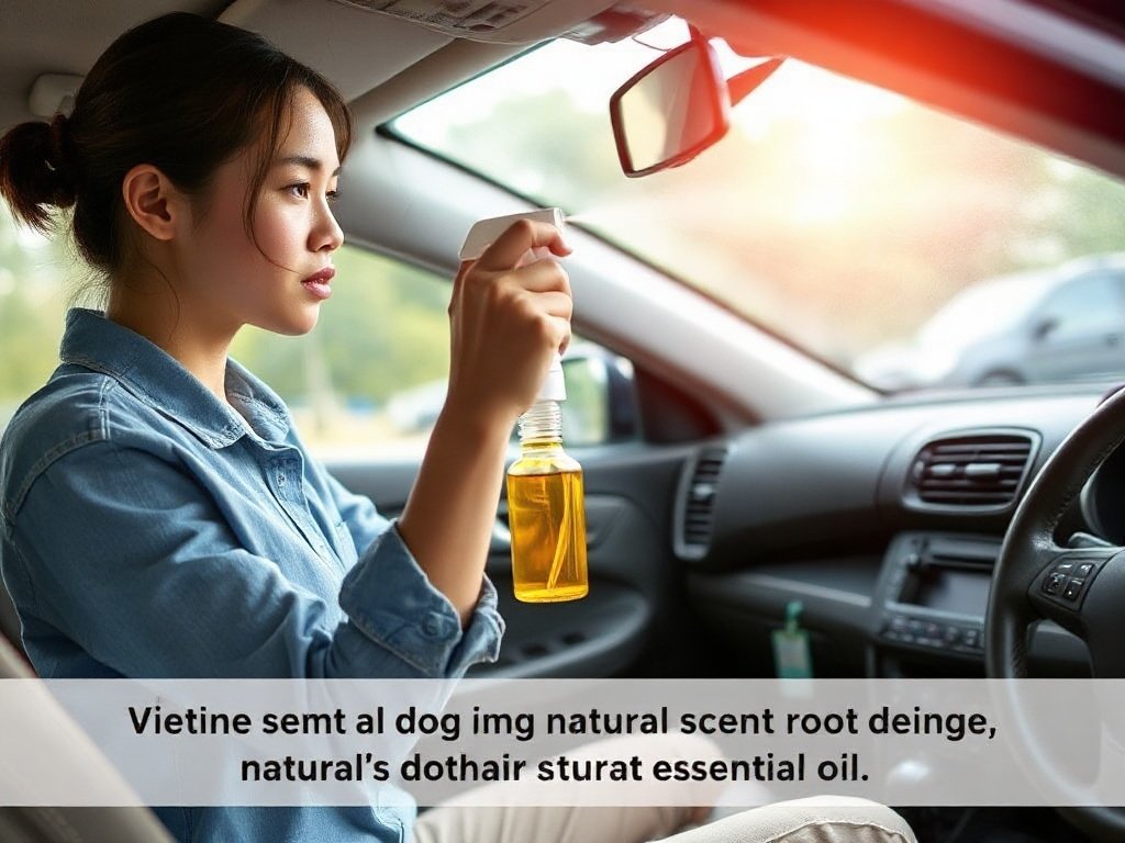 Người Việt đang xịt hỗn hợp tinh dầu tự nhiên vào trong xe.