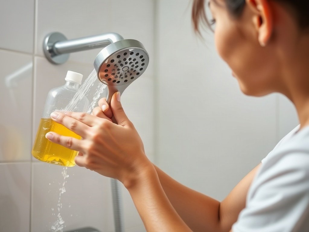 Người Việt dùng giấm và bàn chải làm sạch đầu sen trong ánh sáng tự nhiên.