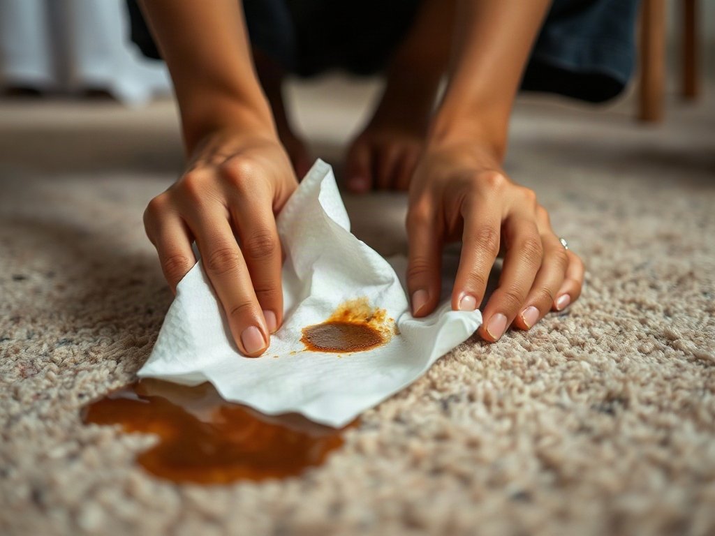 Người Việt dùng khăn giấy thấm cà phê trên thảm