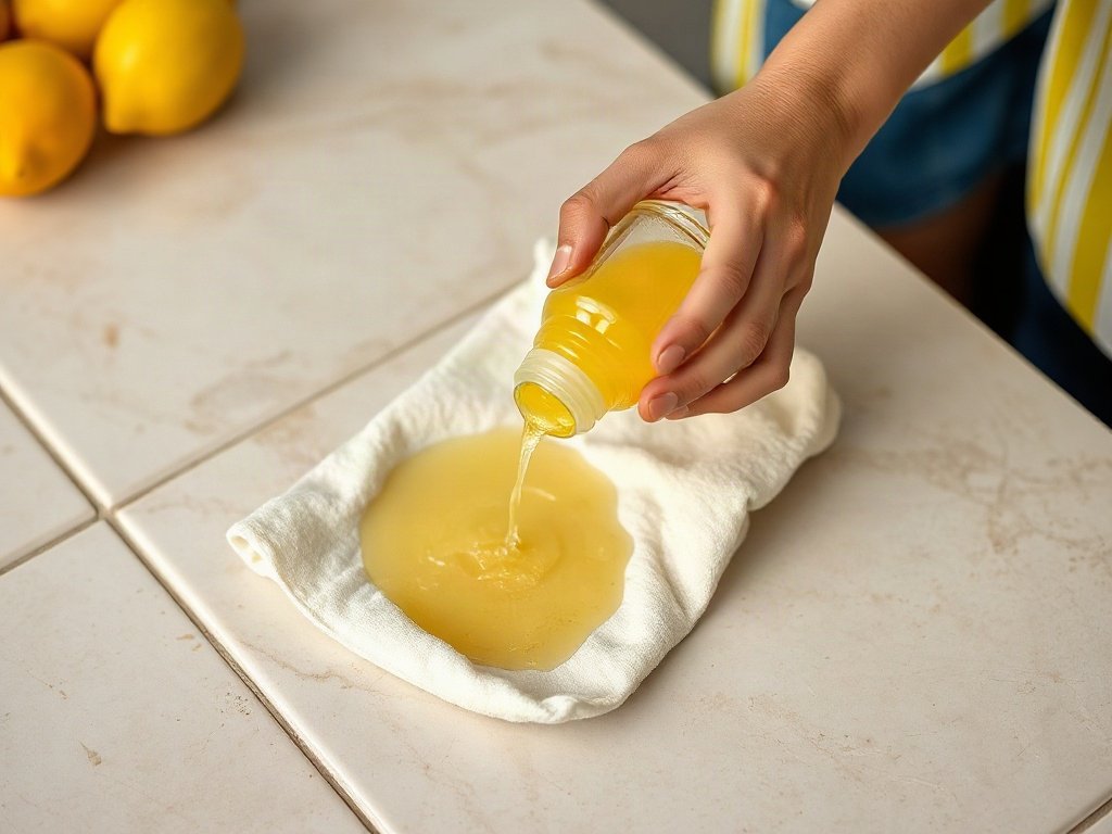 Người Việt dùng nước cốt chanh làm sạch vết ố trên gạch men.