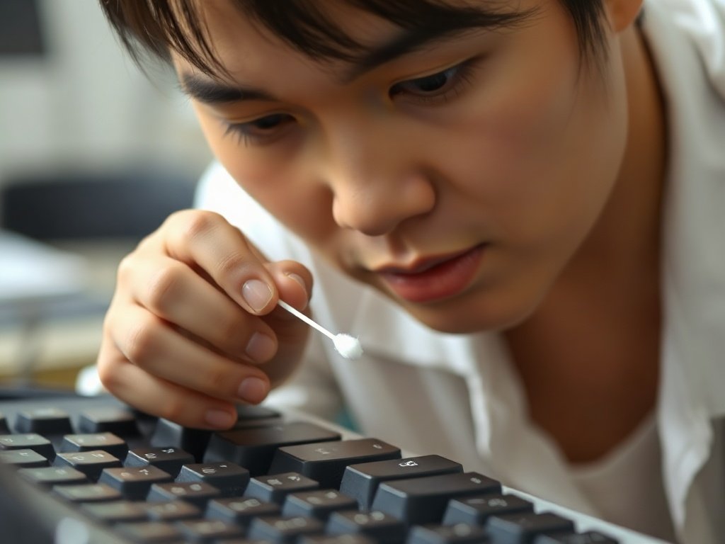 Người Việt dùng tăm bông làm sạch kẽ nhỏ trên bàn phím