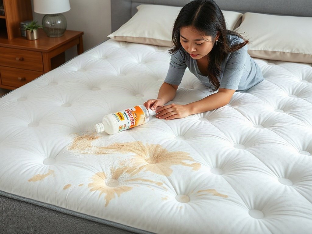 Người Việt làm sạch vết bẩn trên nệm bằng giấm và baking soda