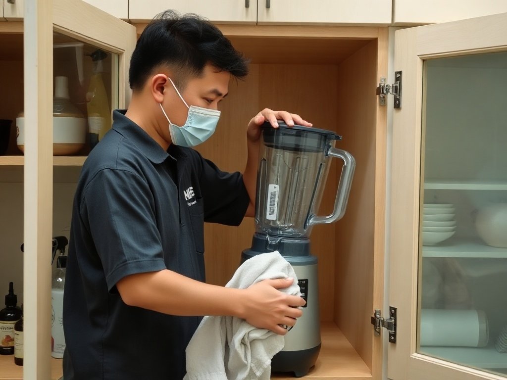 Người Việt Nam cất máy xay vào tủ bếp sau khi làm sạch