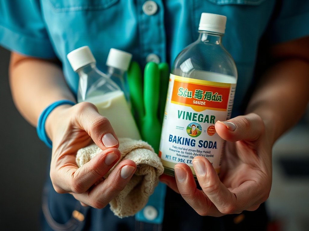 Người Việt Nam chuẩn bị dụng cụ vệ sinh như găng tay, baking soda và giấm.