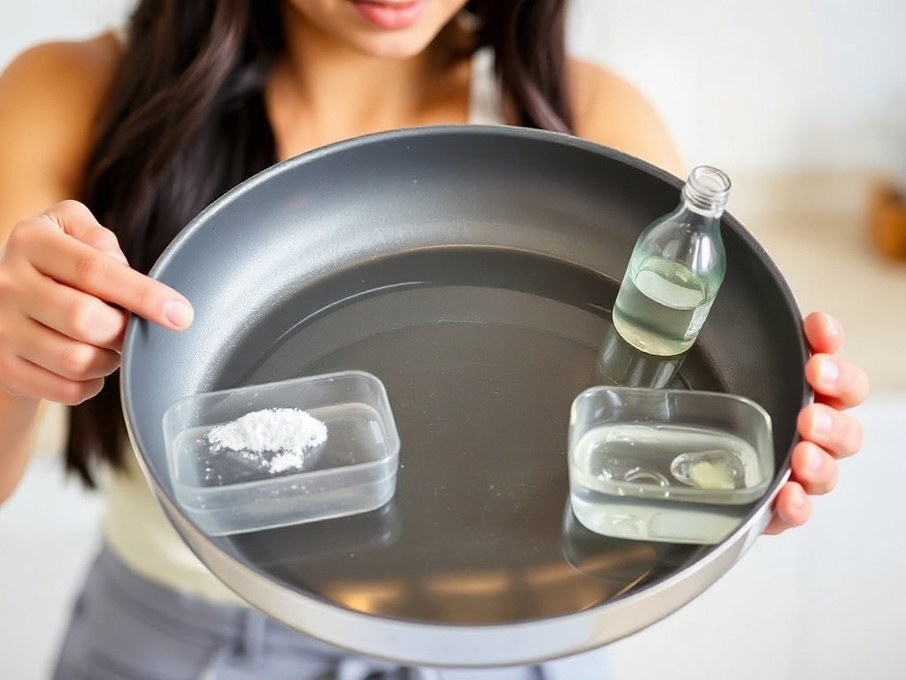 Người Việt Nam vệ sinh chảo chống dính xước bằng baking soda và nước.
