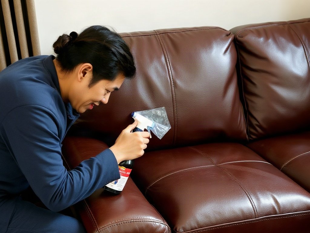 Người Việt tiến hành thử nghiệm nhỏ trên ghế sofa da trước khi dùng sản phẩm