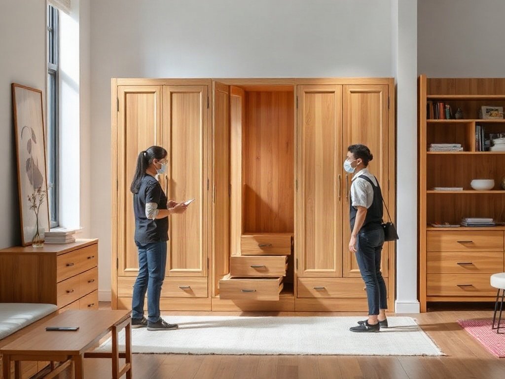 Nhà thiết kế Việt Nam thảo luận về tủ quần áo gỗ tự nhiên 5 cánh