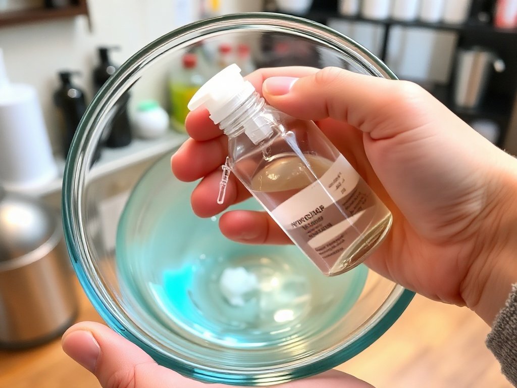 Pha hydrogen peroxide và xà phòng rửa bát