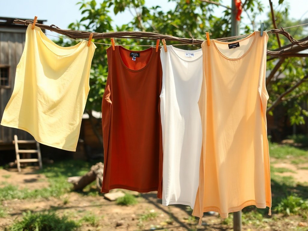 Phơi khô quần áo dưới ánh nắng mặt trời
