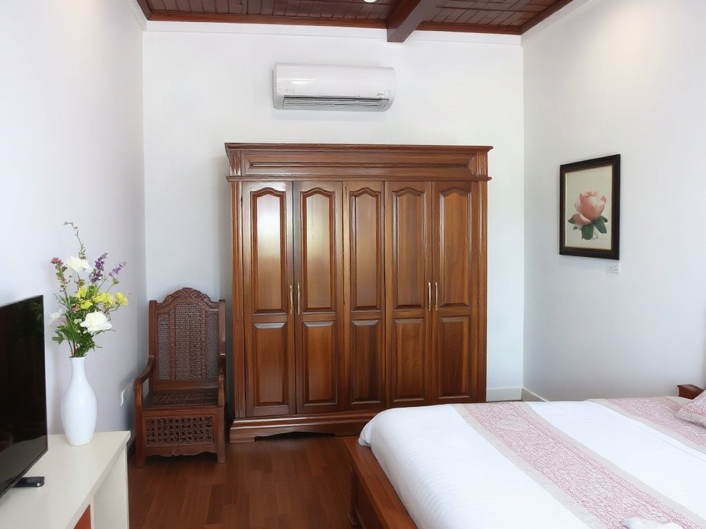 Phòng ngủ Việt có tủ quần áo 5 cánh, không gian tiện nghi