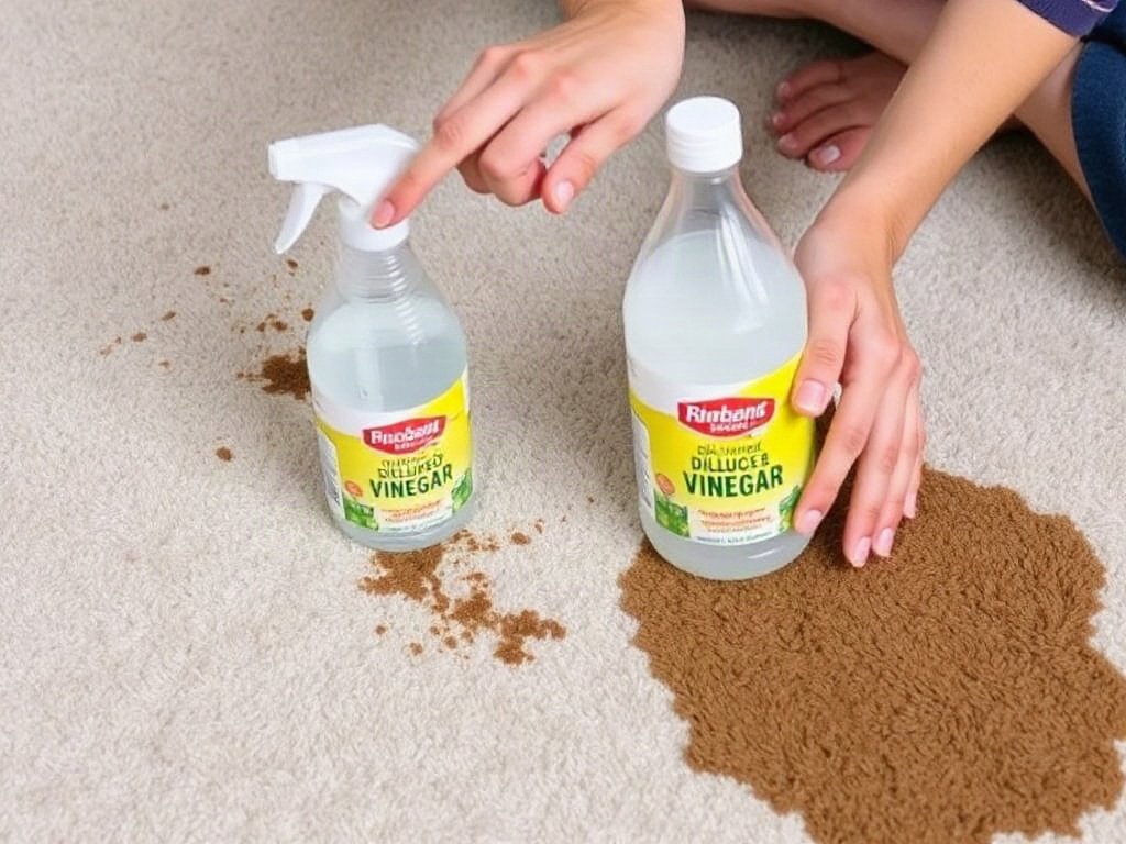 Phun giấm pha loãng lên thảm dính cà phê