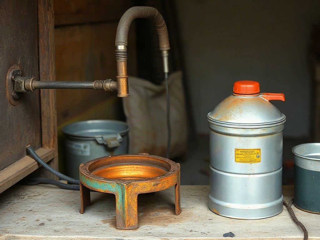 Quá trình điện phân tẩy rỉ sét tại xưởng nhỏ