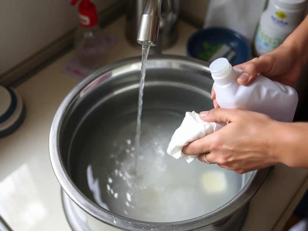 Quá trình vệ sinh tỉ mỉ với nước nóng và xà phòng nhẹ.