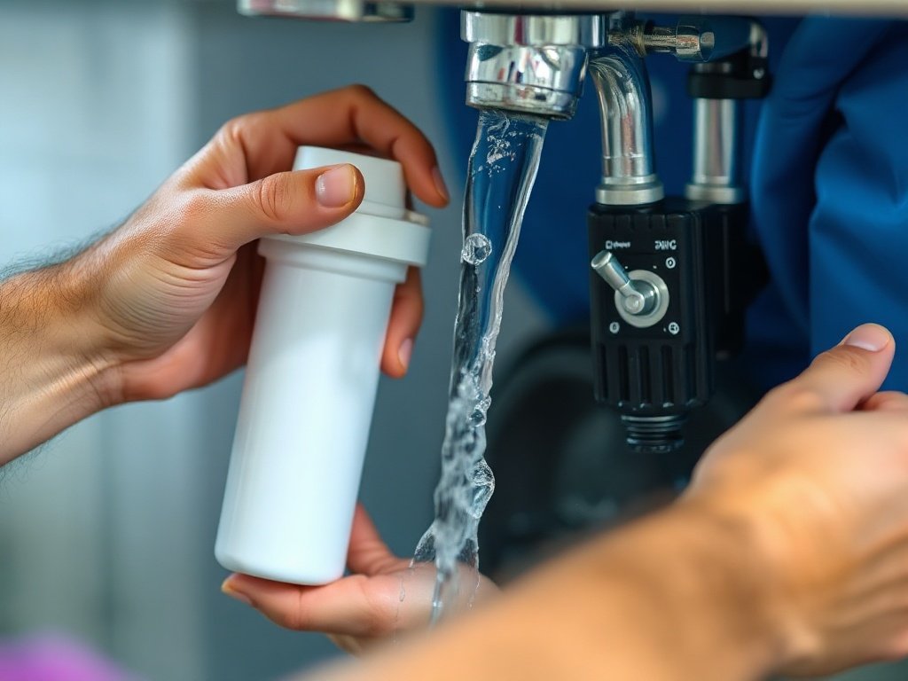 Rửa lõi lọc nước dưới vòi nước sạch