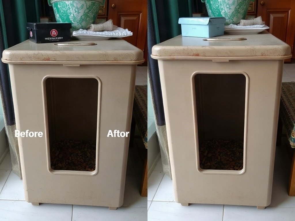 So sánh hai thùng rác, một có mùi và một không.