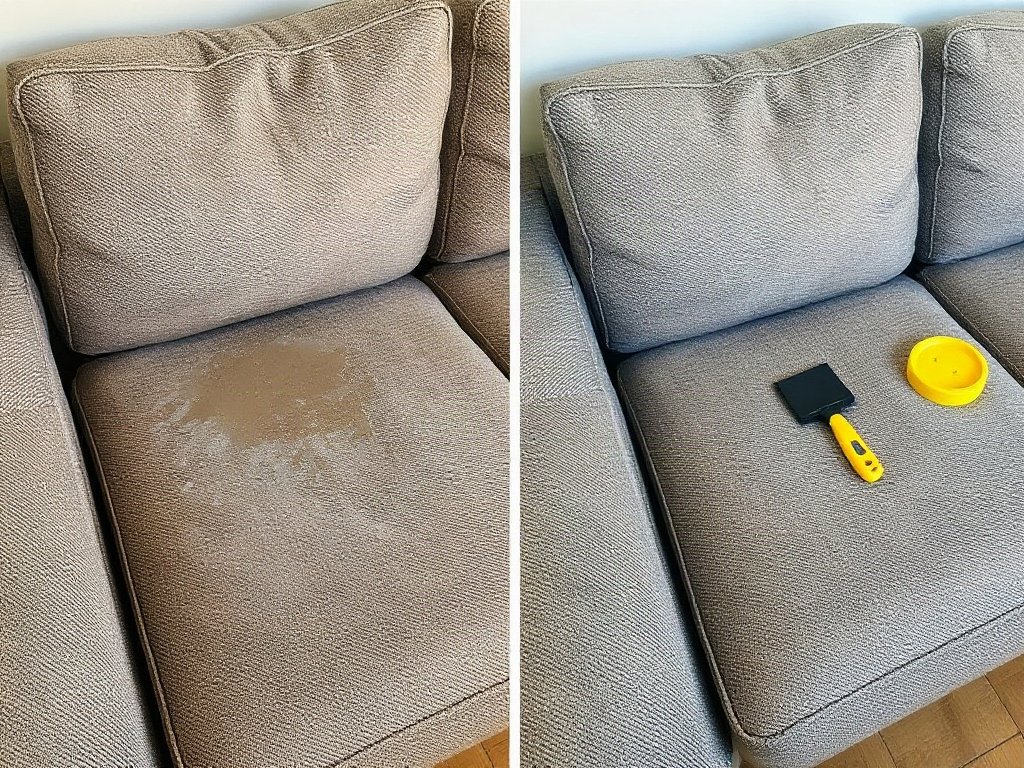 So sánh sofa vải trước và sau khi làm sạch