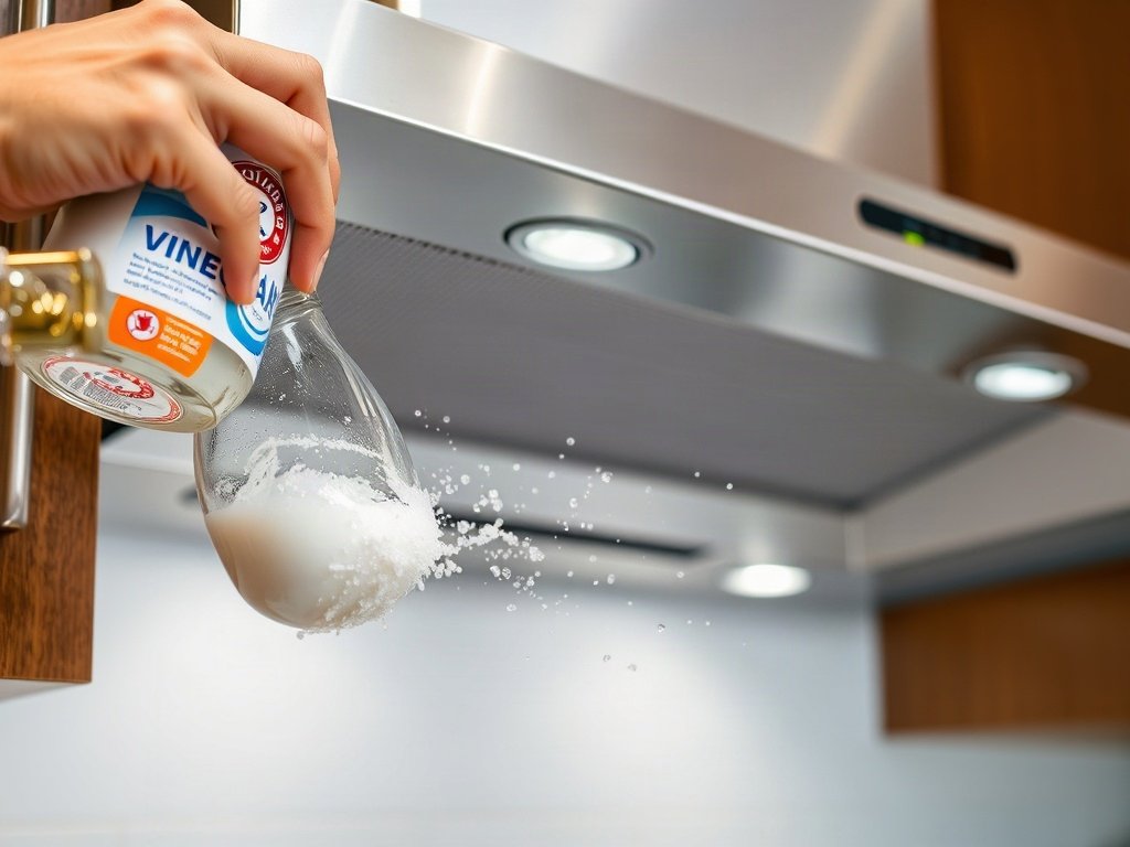 Sử dụng giấm và baking soda làm sạch bộ lọc máy hút mùi trong bếp Việt Nam