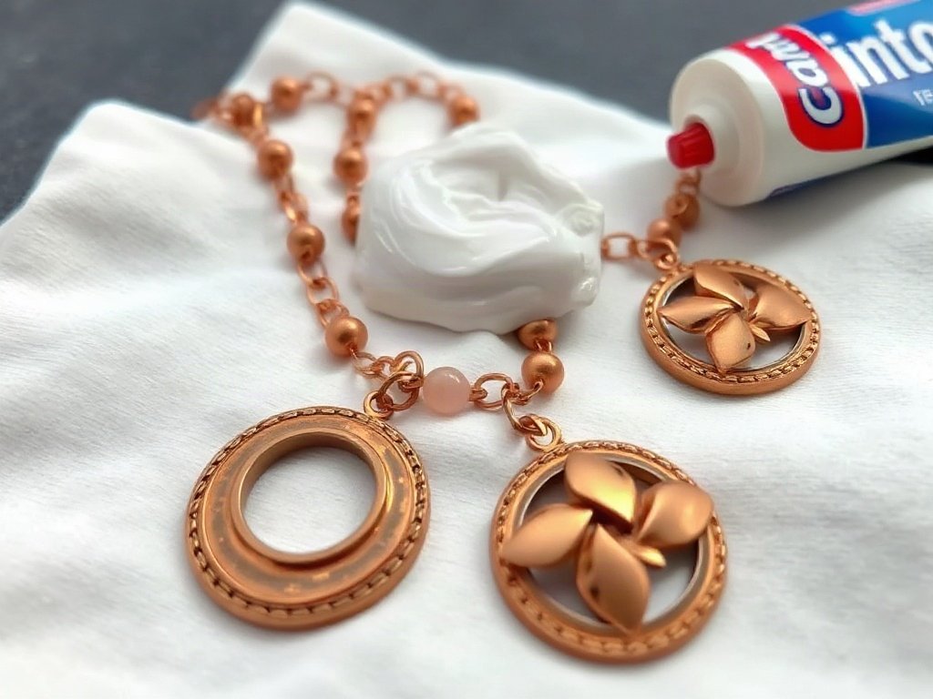 Trang sức đồng được đánh bóng bằng kem đánh răng.