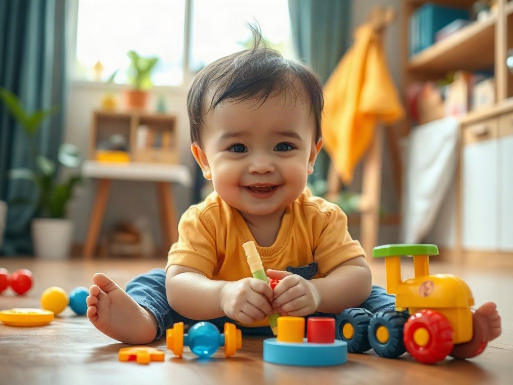Trẻ em Việt Nam vui chơi với đồ chơi sạch sẽ tại nhà