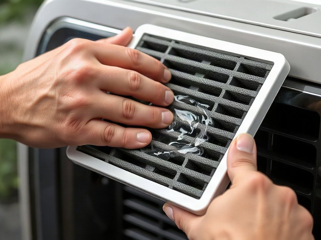 Vệ sinh bộ lọc không khí với nước và để khô tự nhiên.