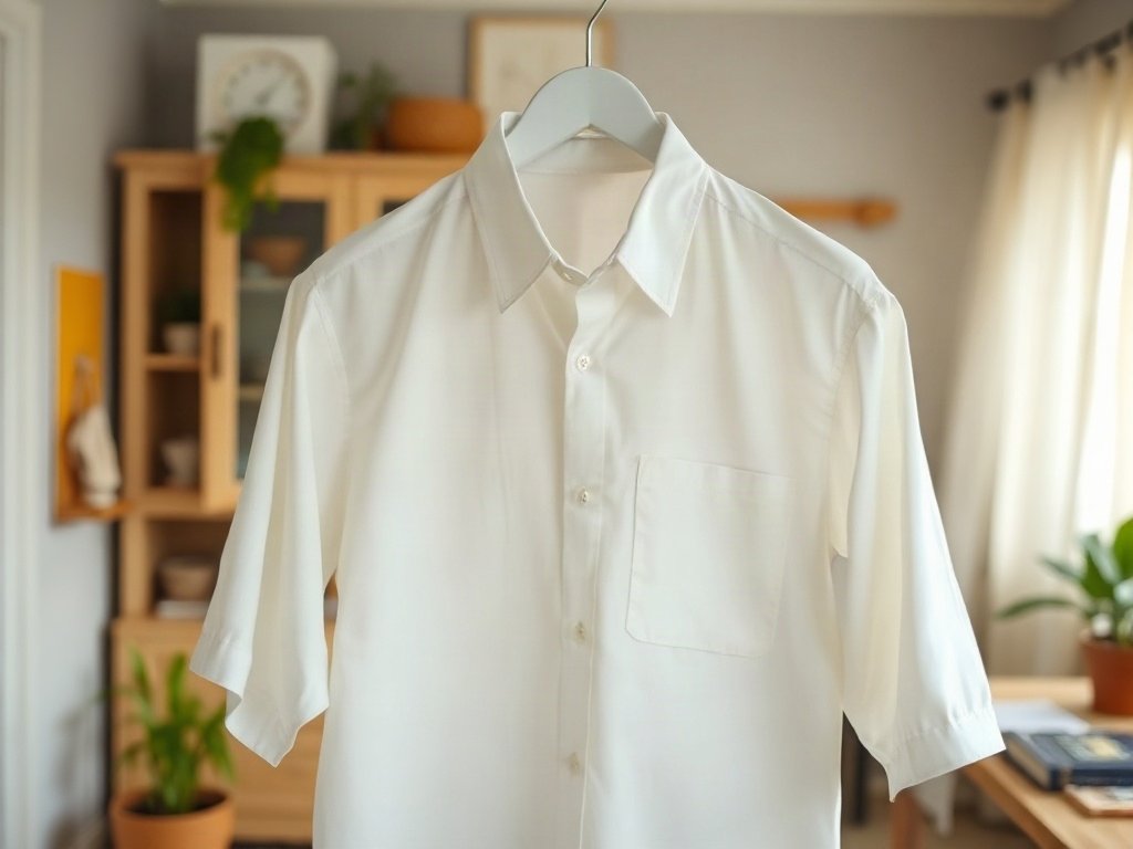 Áo trắng sạch, tinh tươm trên móc treo trong nhà Việt ngăn nắp