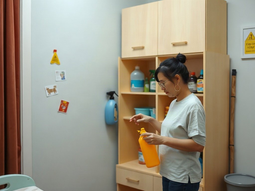 Bảo quản an toàn sản phẩm làm sạch trong phòng trẻ em