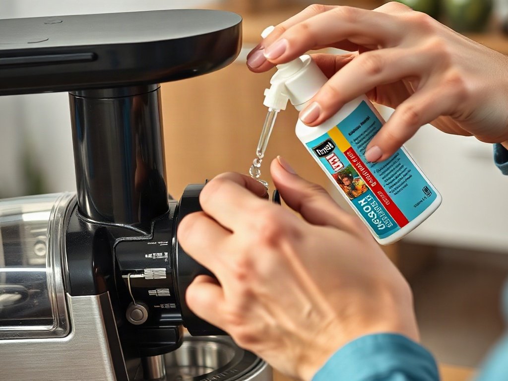 Bôi một vài giọt dầu thực phẩm lên các bộ phận chuyển động của máy ép trái cây