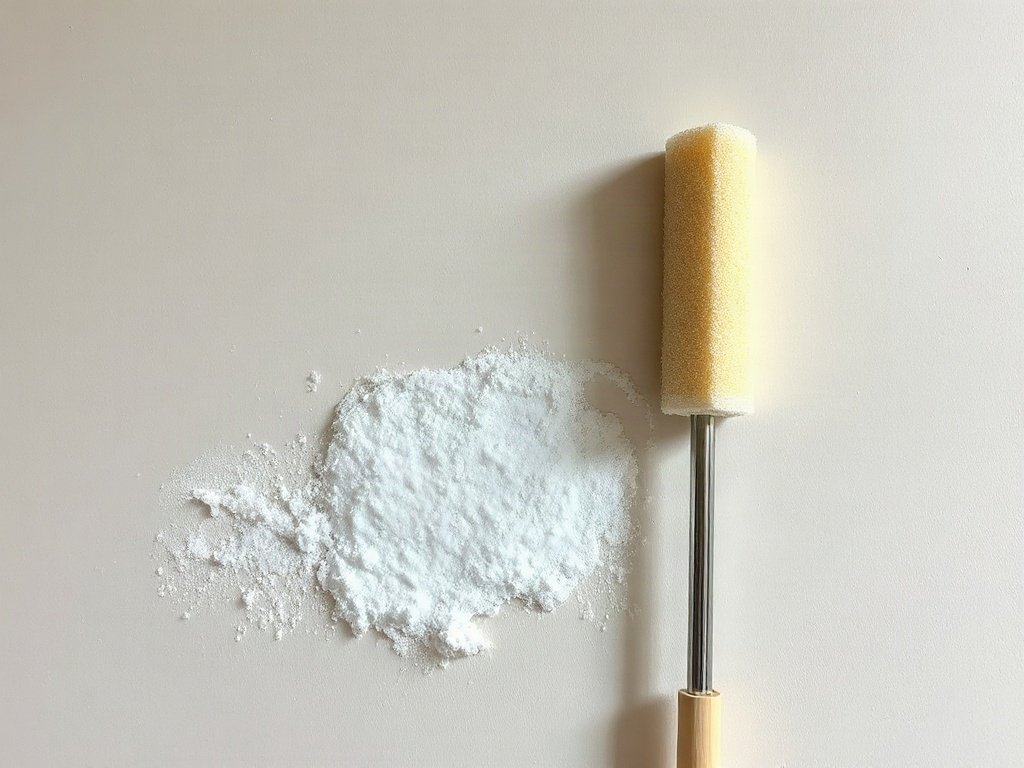 Bột baking soda áp dụng lên vết bút chì với mút xốp