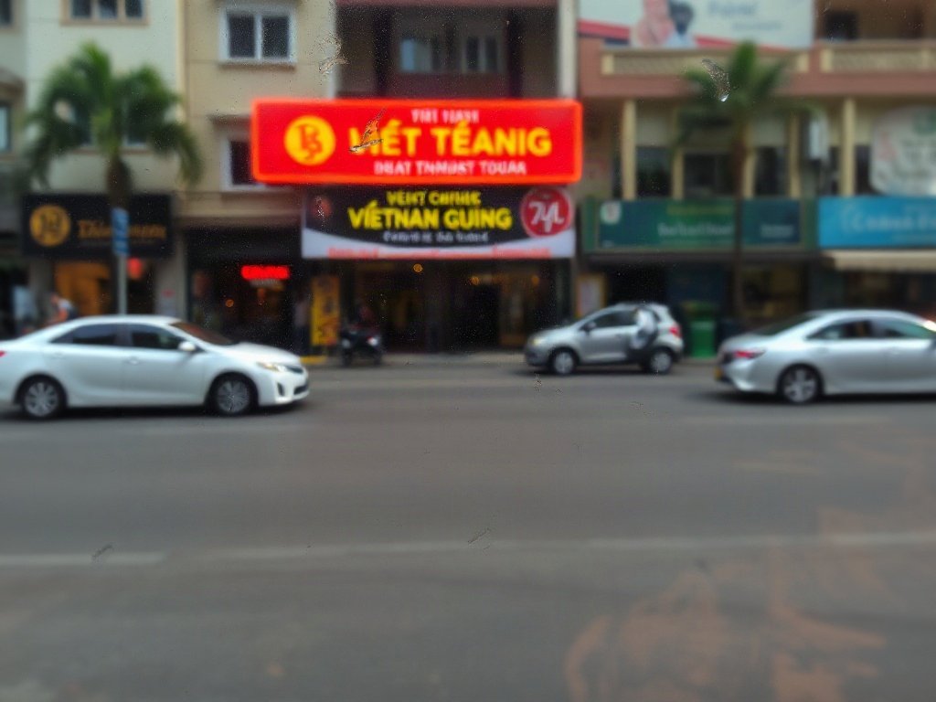 Cửa sổ kính sáng rõ phản chiếu cảnh quan đô thị Việt Nam, vừa được làm sạch.