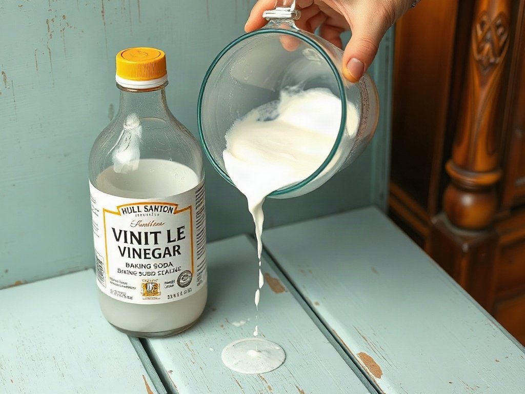 Dấm trắng và baking soda loại bỏ sơn trên đồ gỗ