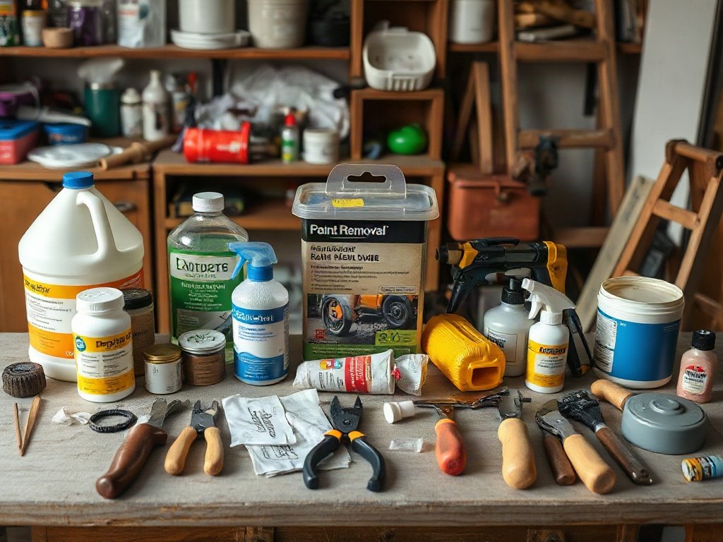 Danh sách dụng cụ tẩy sơn đặt trong xưởng