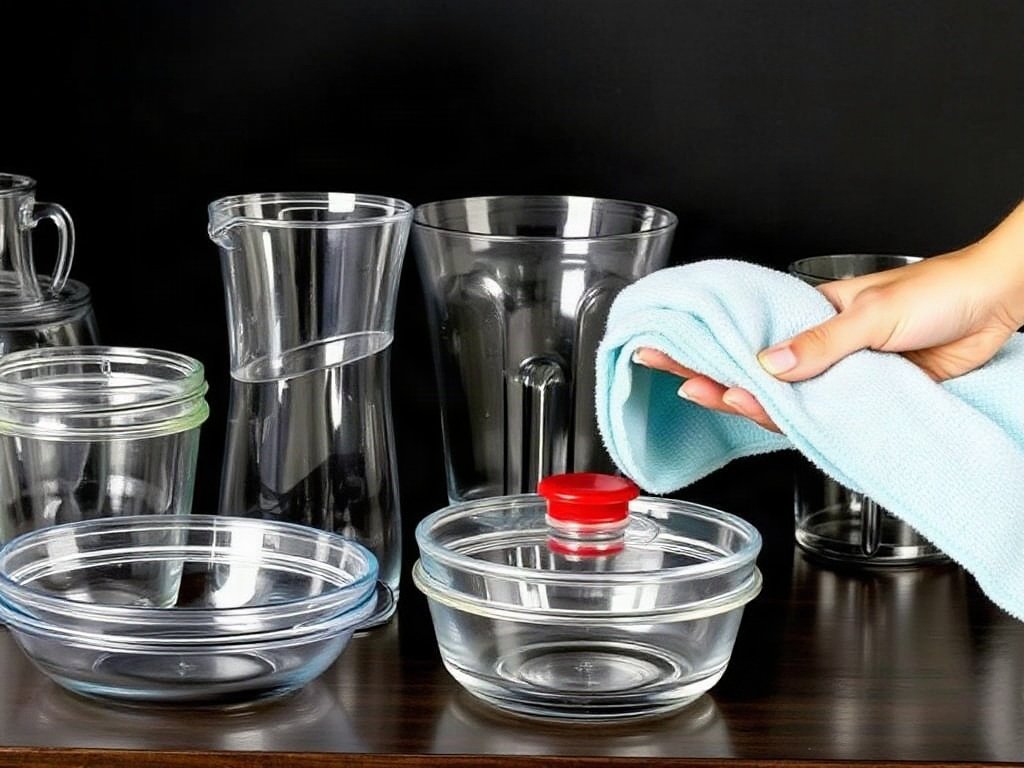 Dọn dẹp bộ đồ nhà bếp bằng nhựa trong