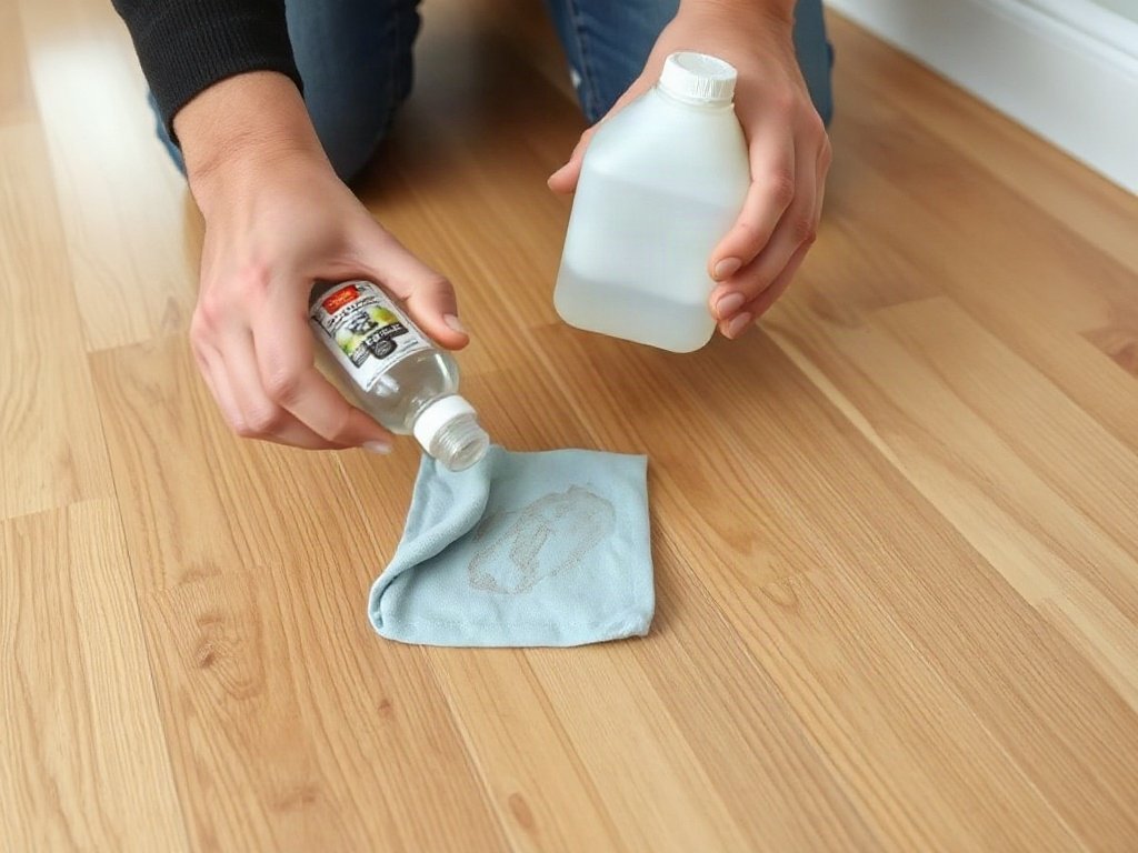 Dùng cồn tẩy vết mực trên sàn gỗ công nghiệp.