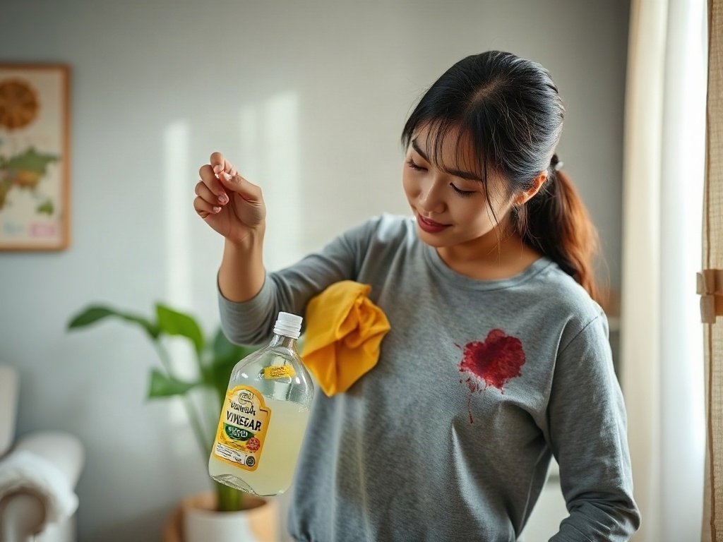 Dùng giấm trắng thấm vết máu trên quần áo