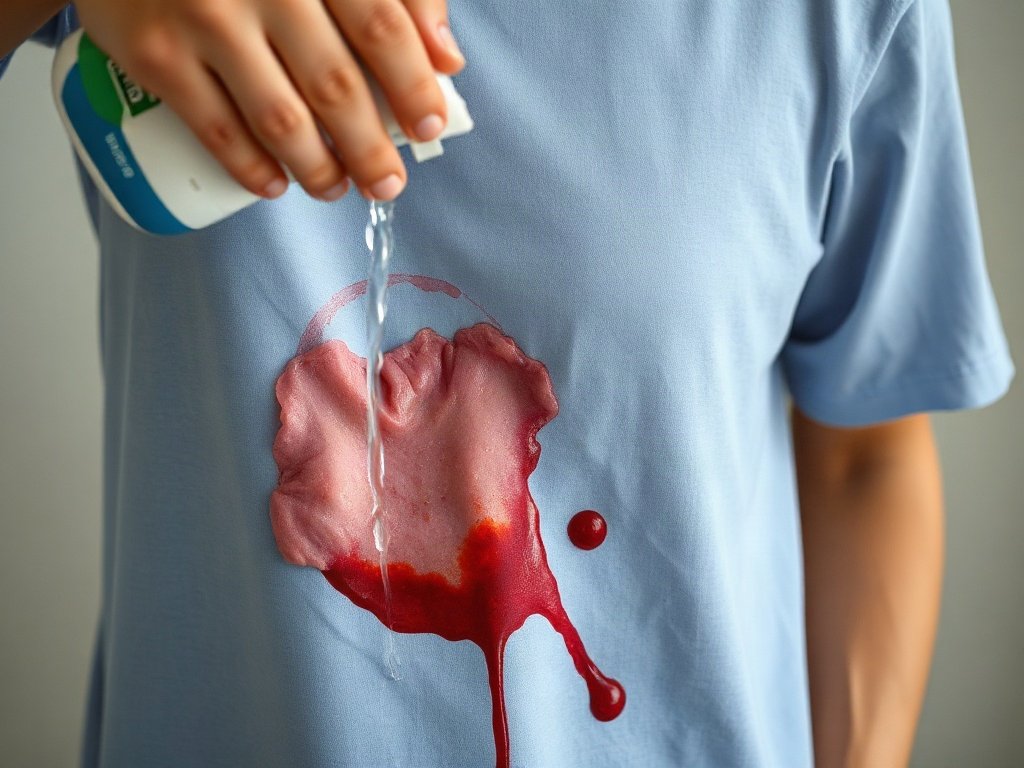 Dùng nước rửa chén pha loãng lau vết máu trên áo