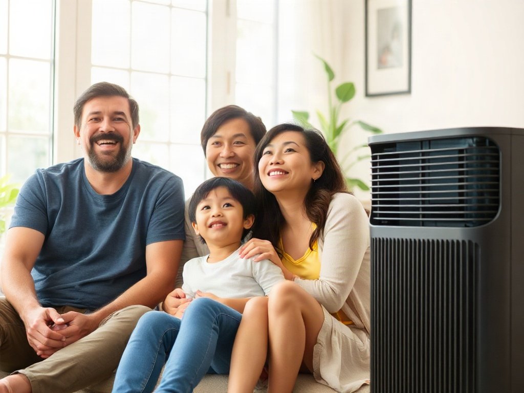Gia đình tận hưởng không khí trong lành bên trong.