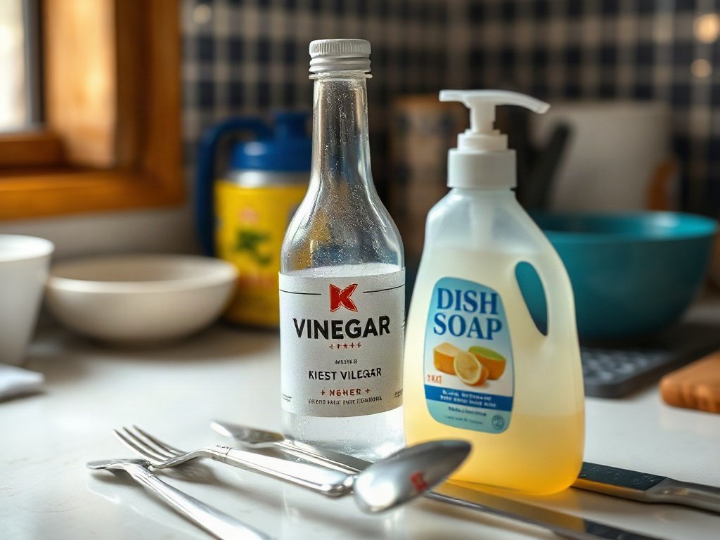 Giấm và xà phòng với đồ bạc trong bếp Việt.