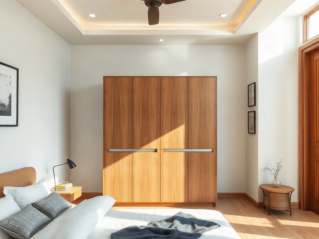 Tủ quần áo 4 cánh gỗ công nghiệp trong phòng ngủ hiện đại