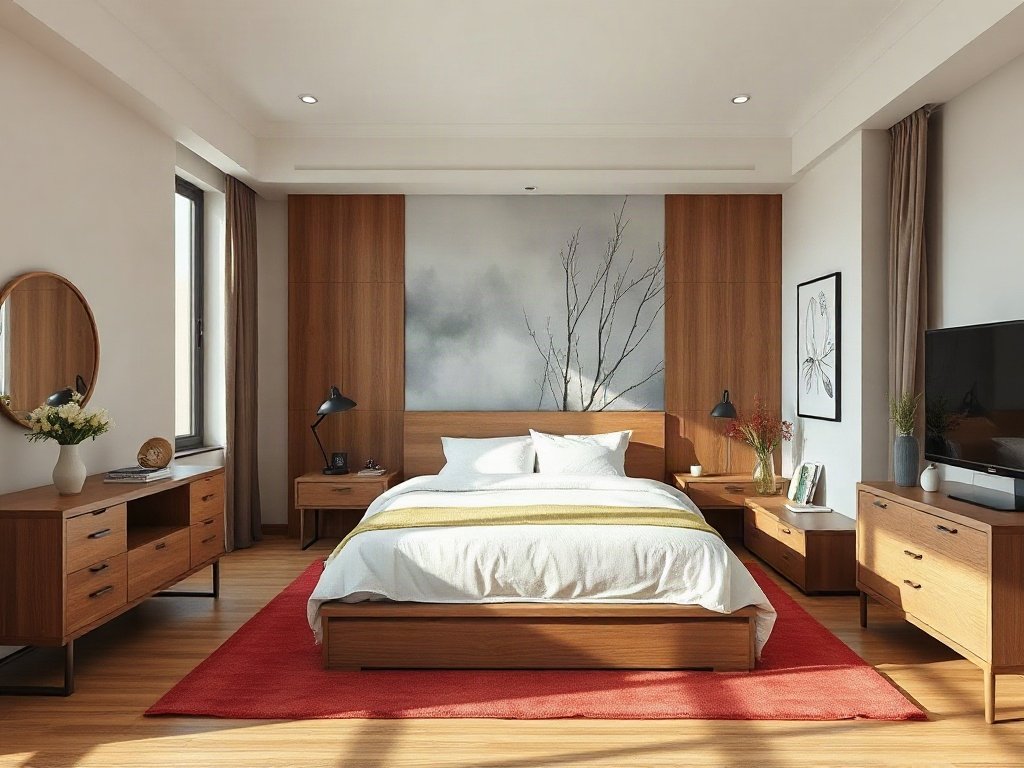 Giường ngủ hiện đại đơn giản trong phòng ngủ phong cách tối giản