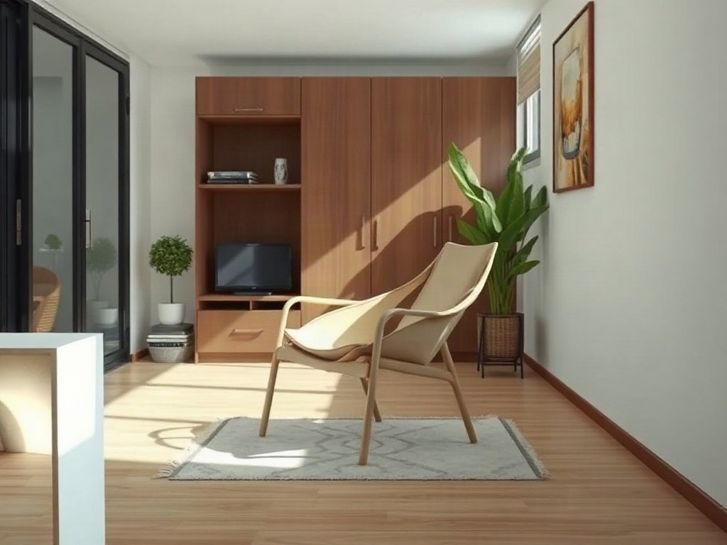 Ghế gấp gọn hiện đại trong phòng khách nhỏ, phong cách nội thất Việt Nam