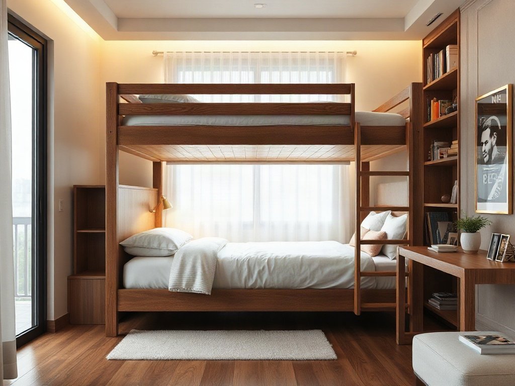 Giường tầng gỗ tự nhiên trong nhà hiện đại Việt Nam