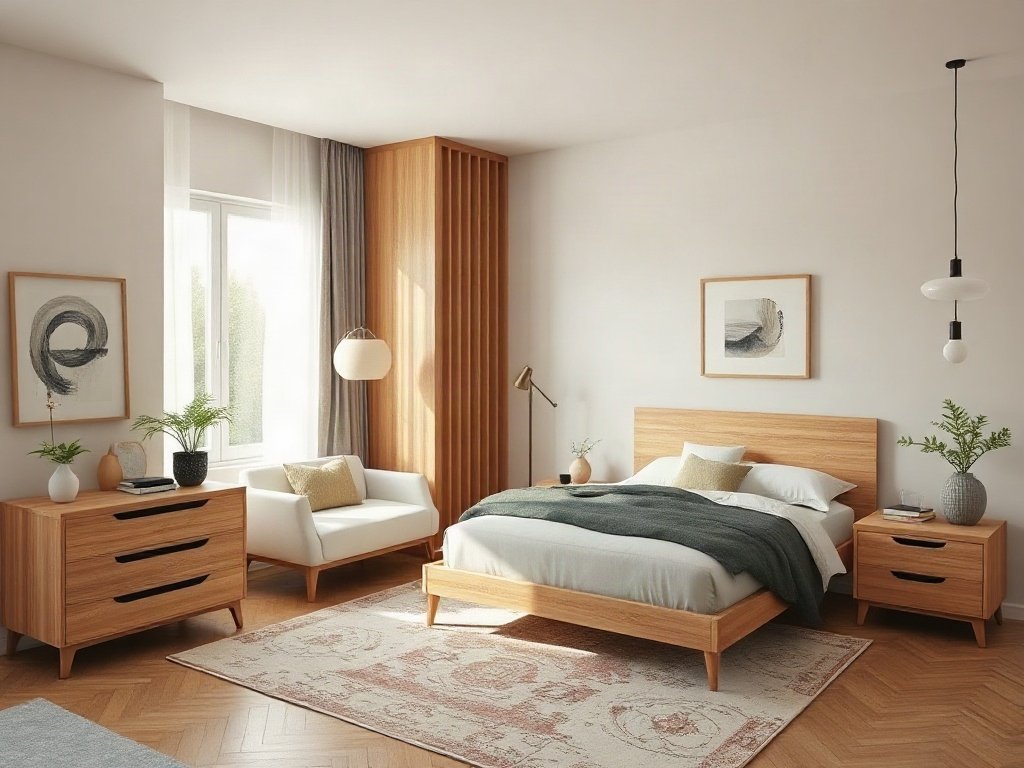 Thiết kế nội thất phòng ngủ hiện đại với đồ gỗ giá rẻ