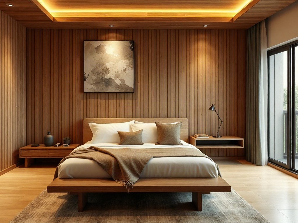 Phòng ngủ phong cách tối giản Việt Nam với nội thất gỗ