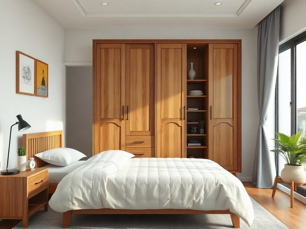 Thiết kế tủ quần áo gỗ trong phòng ngủ Việt Nam