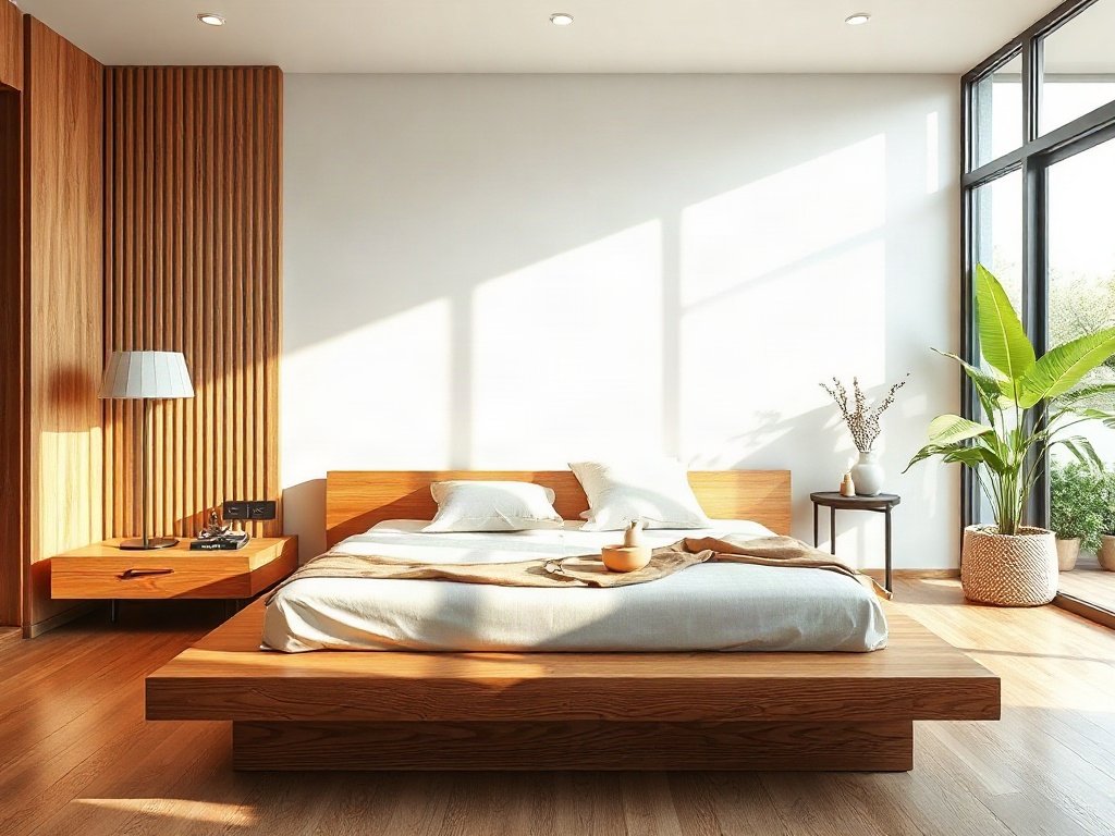 Giường gỗ sang trọng trong nhà hiện đại Việt Nam