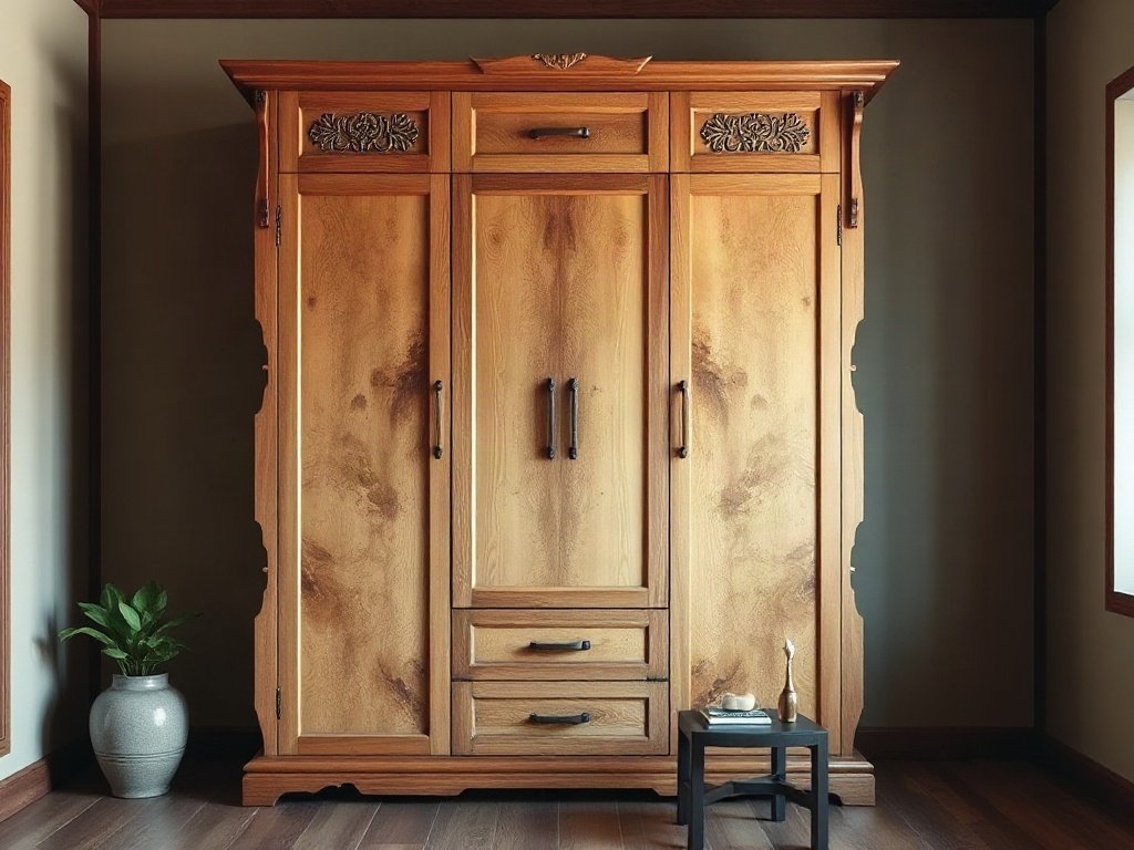 Tủ áo gỗ truyền thống Việt Nam, thiết kế cảm hứng thiên nhiên